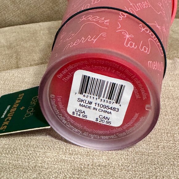 NEW Starbucks LE Holiday 2018 ~ Ban.do Grande Tumbler Pink / Red 16oz Soft Touch - Picture 3 of 8